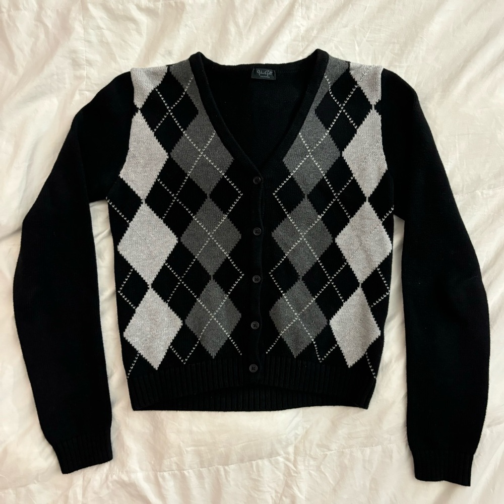Brandy Melville Elizabeth Argyle Sweater Black